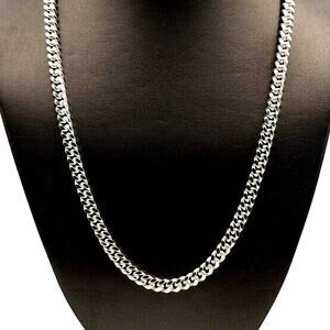 Elegant 925 sterling silver Miami Cuban Chain Necklace 22" B